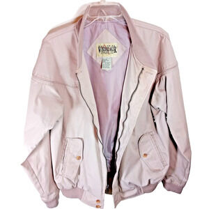 Original Windbreaker Brand Jacket Size Small Beige Full Zip Snap Side Pockets